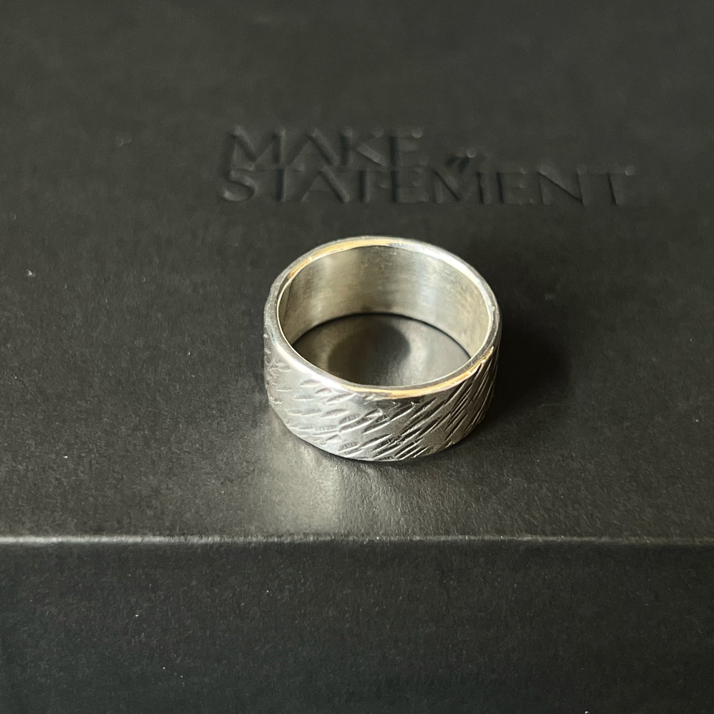 Textured Oxidised Ring - Size J 1/2