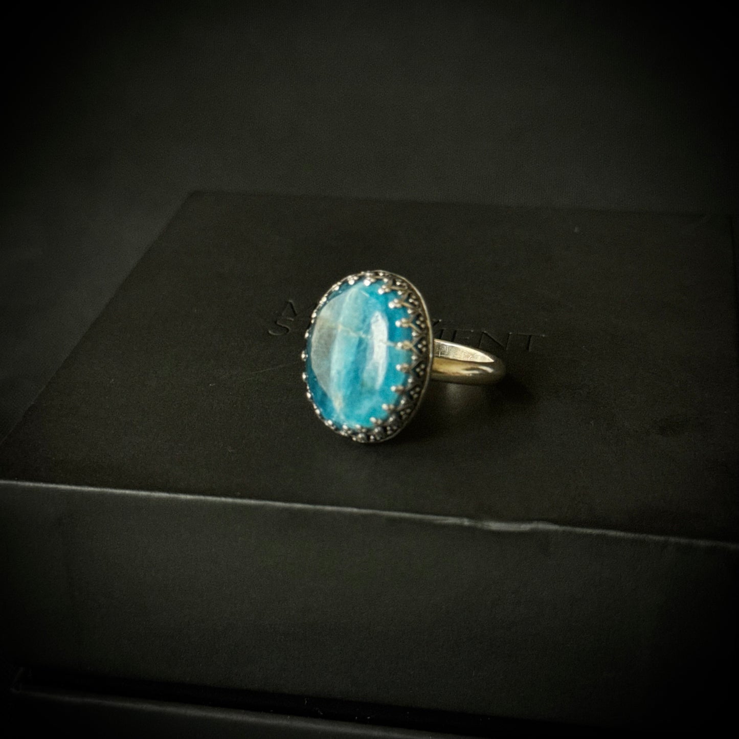 Apatite Sterling Silver Ring - Size Q