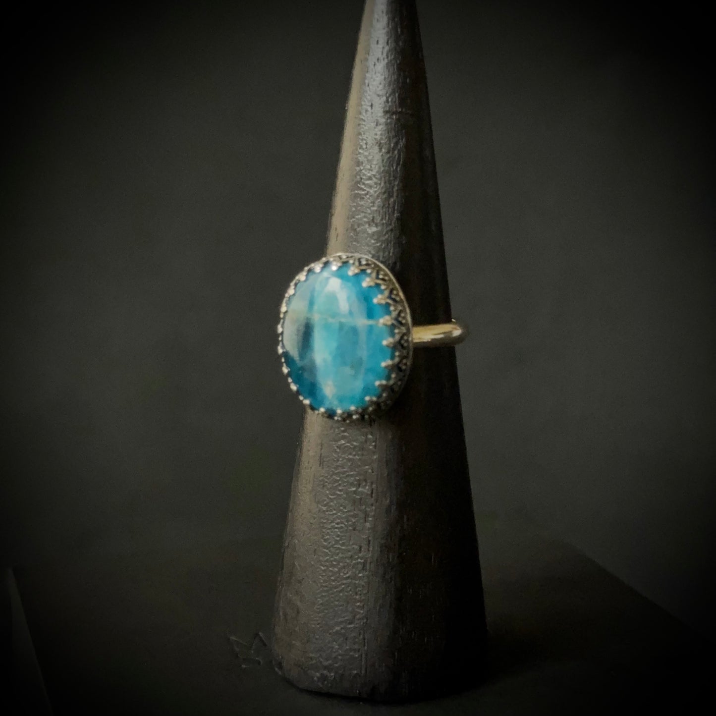 Apatite Sterling Silver Ring - Size Q