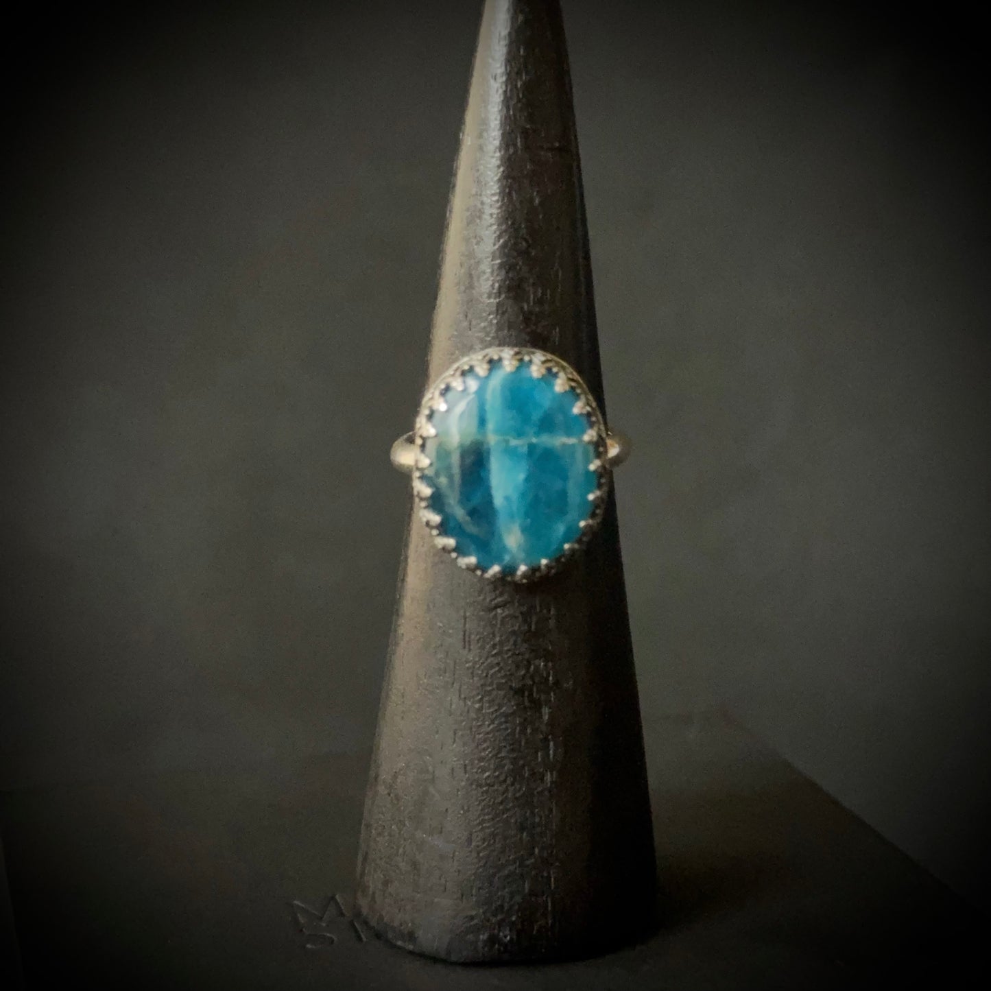 Apatite Sterling Silver Ring - Size Q