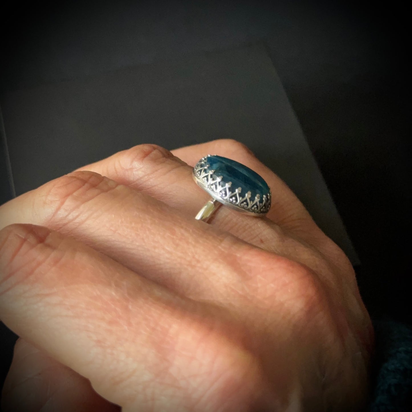 Apatite Sterling Silver Ring - Size Q