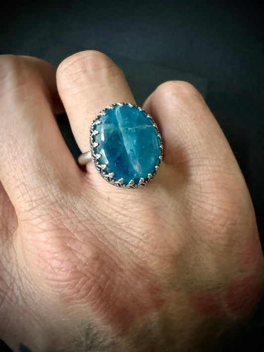 Apatite Sterling Silver Ring - Size Q