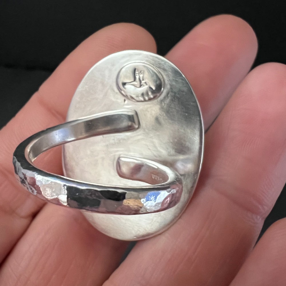 Aquamarine Sterling Silver Ring - Size T