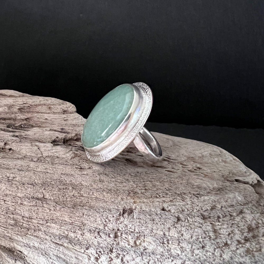Aquamarine Sterling Silver Ring - Size T