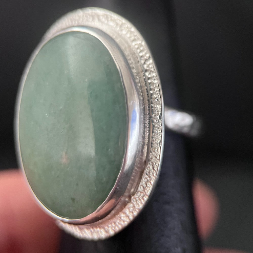 Aquamarine Sterling Silver Ring - Size T