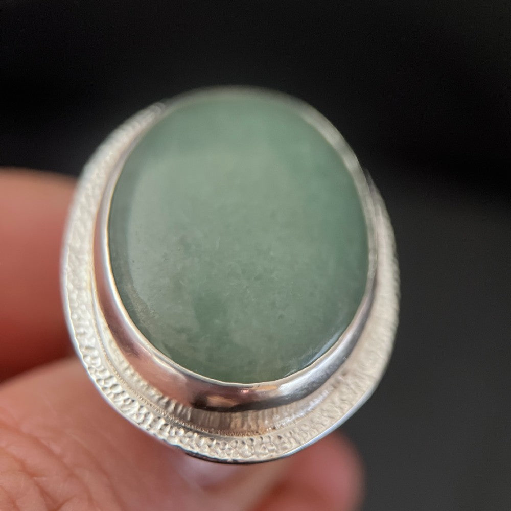 Aquamarine Sterling Silver Ring - Size T