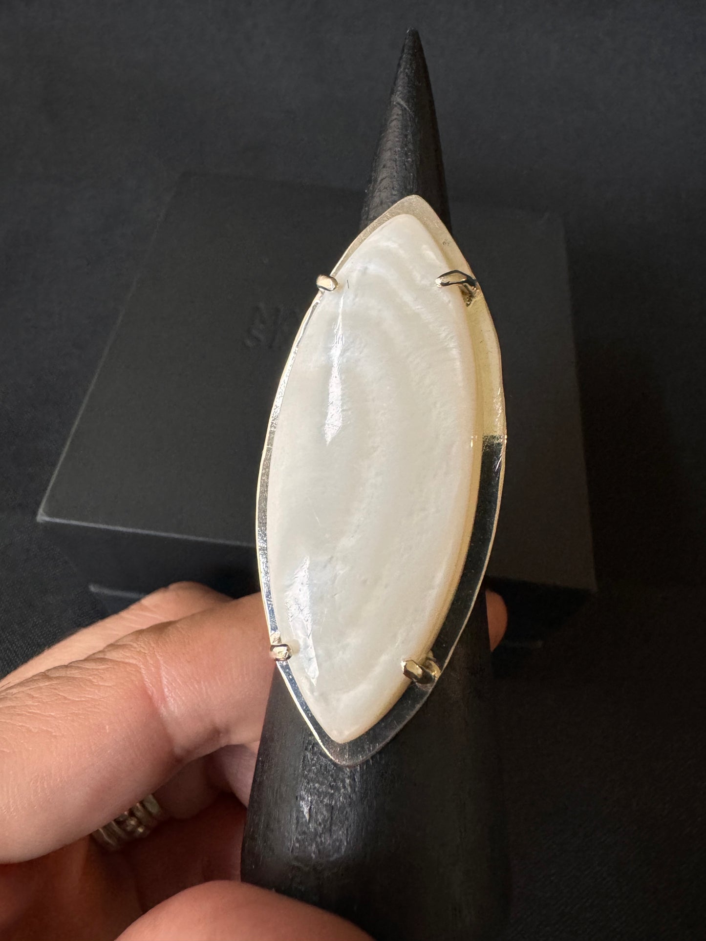 Mother of Pearl Sterling Silver Ring - Size P 1/2