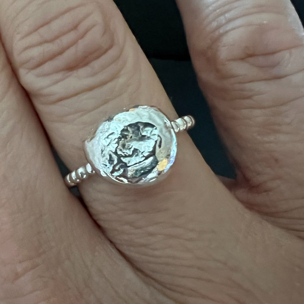 Pebble Sterling Silver Ring - Size N 1/2