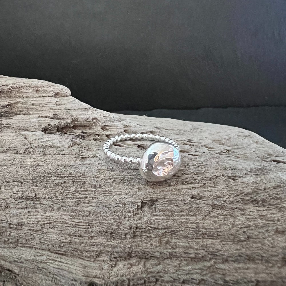 Pebble Sterling Silver Ring - Size N 1/2