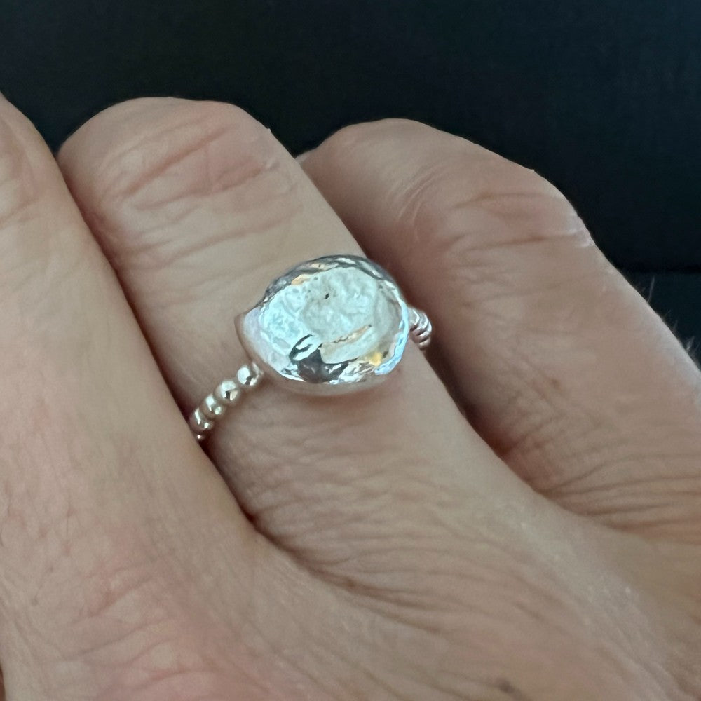 Pebble Sterling Silver Ring - Size N 1/2