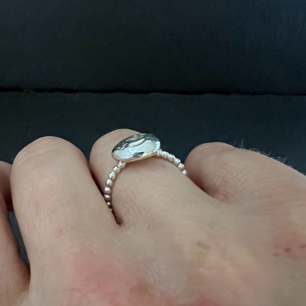 Pebble Sterling Silver Ring - Size N 1/2