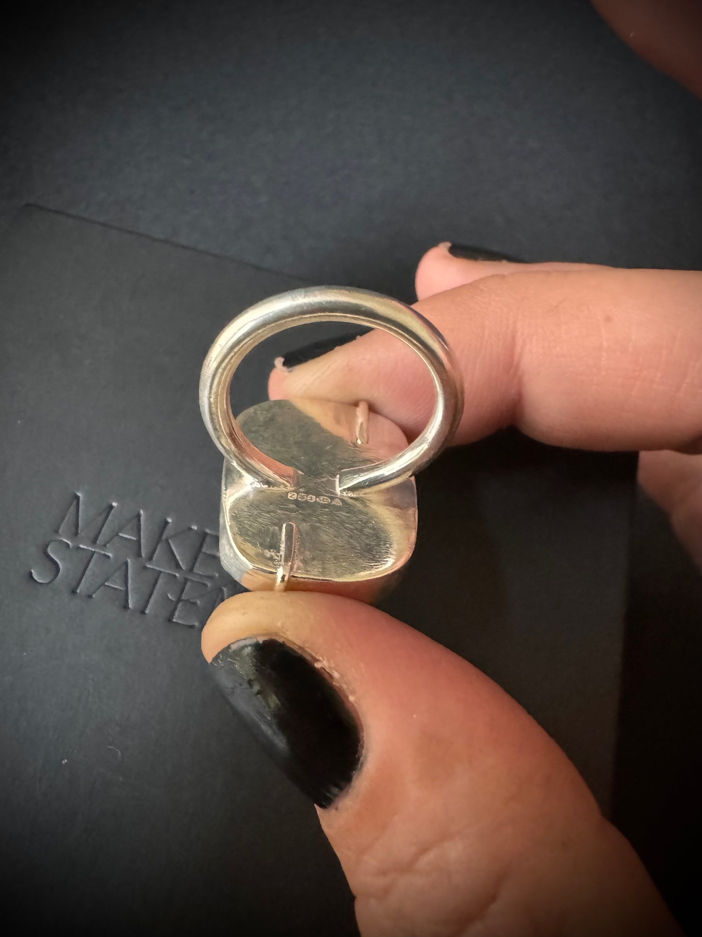 Rose Quartz Druzy Sterling Silver Ring - Size L 1/2