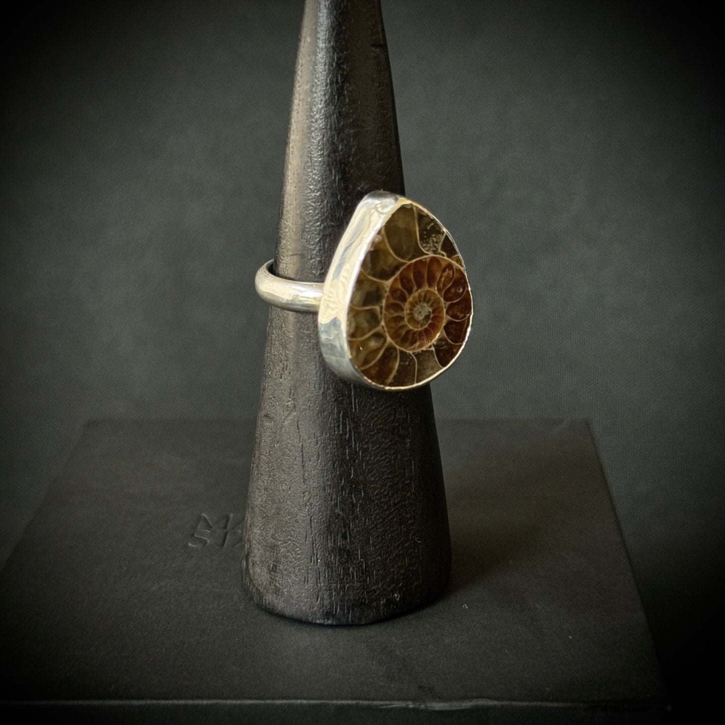 Small Ammonite Sterling Silver Ring - Size R 1/2