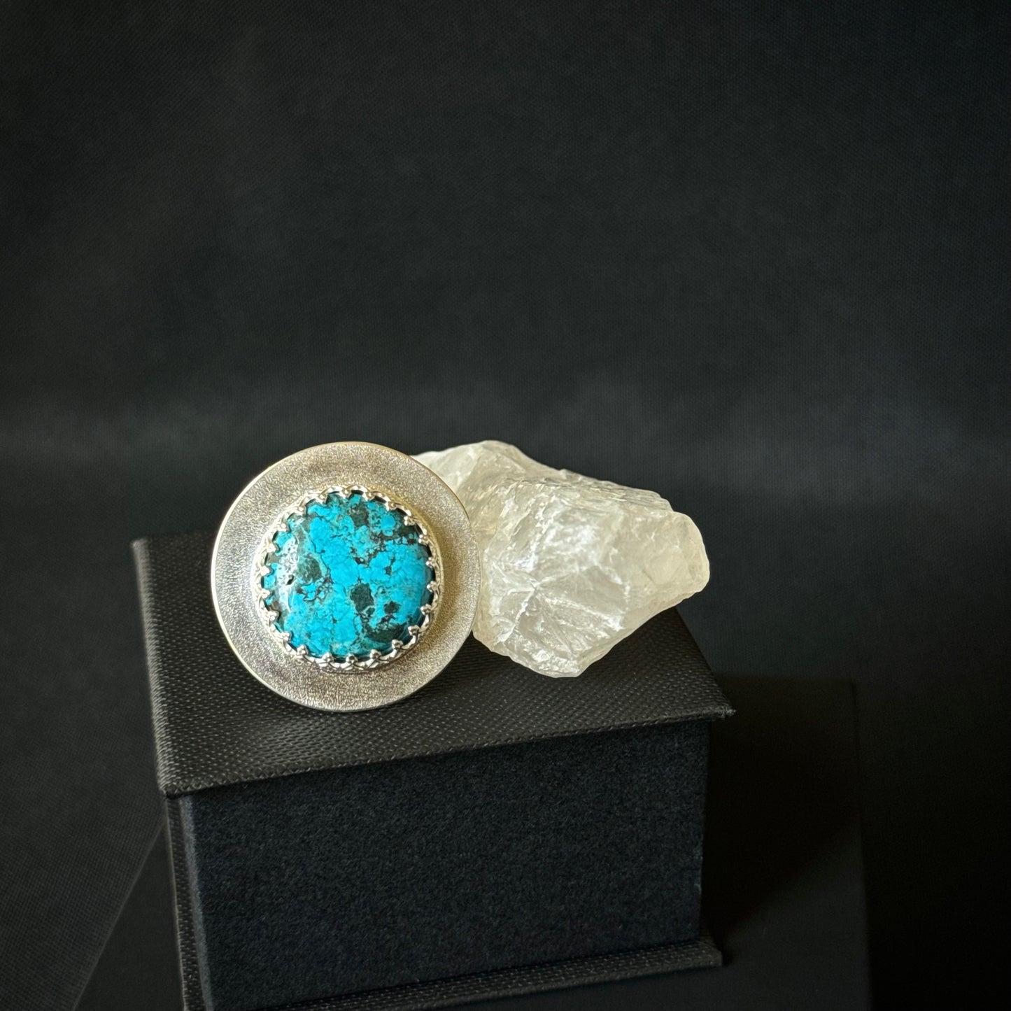 Hubei Turquoise Sterling Silver Ring - Size T