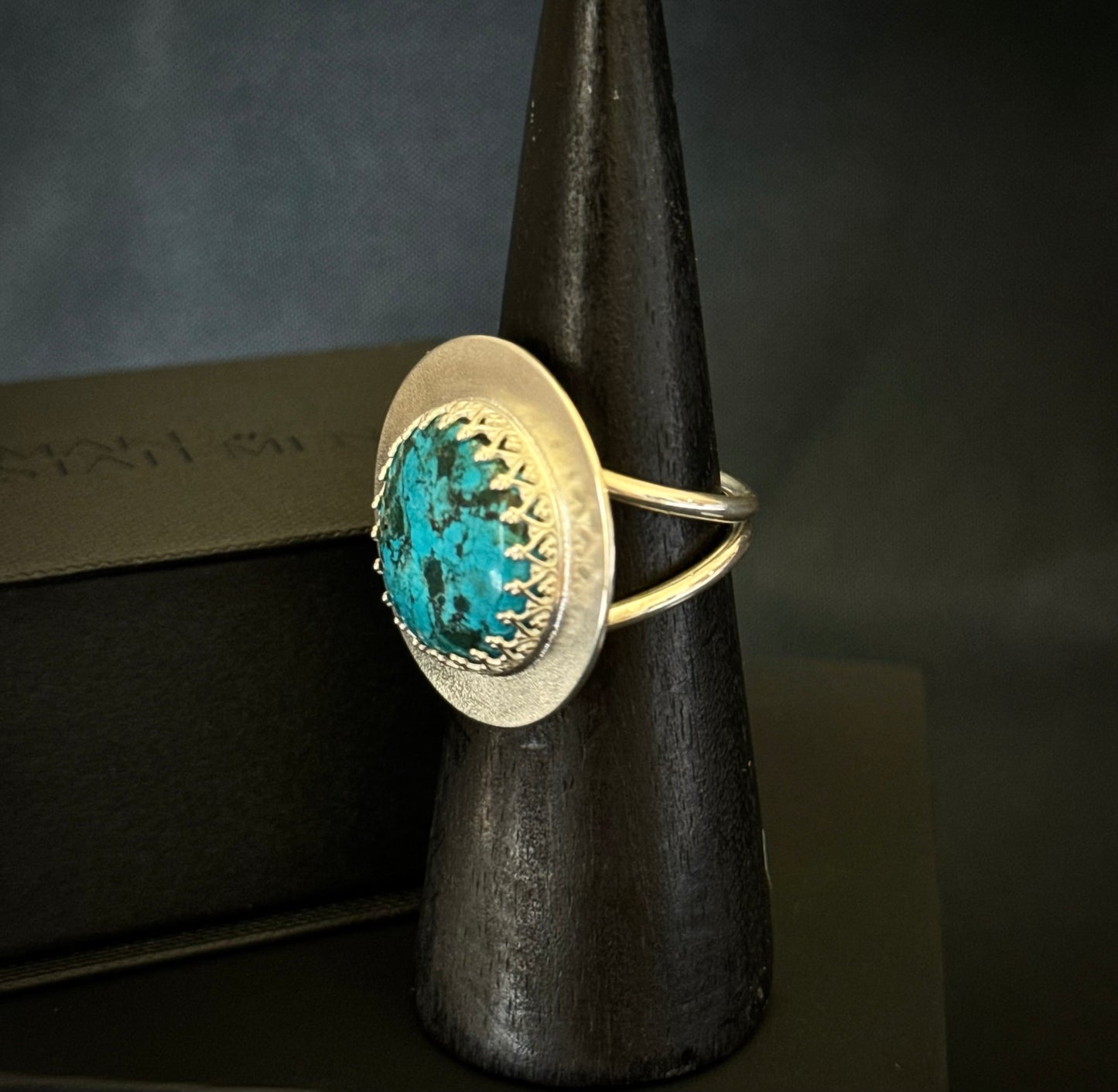Hubei Turquoise Sterling Silver Ring - Size T