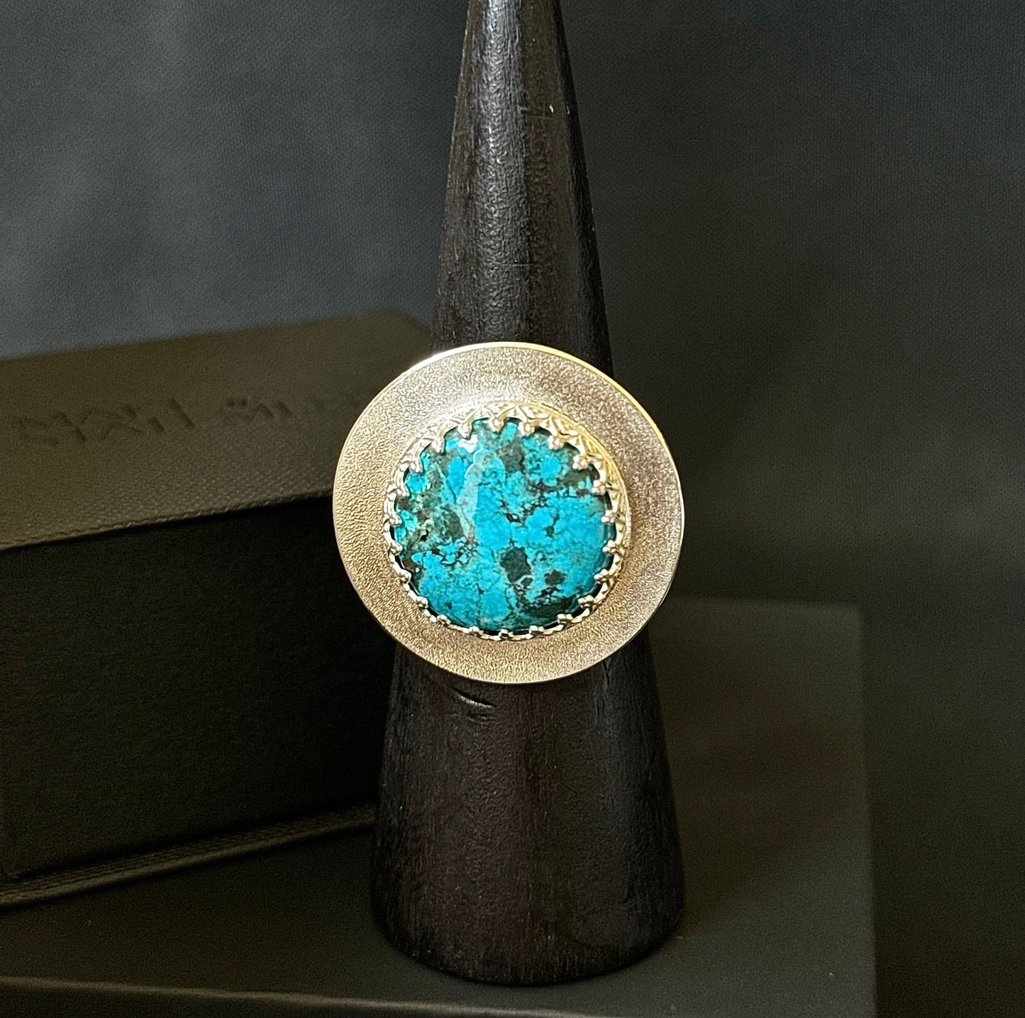 Hubei Turquoise Sterling Silver Ring - Size T