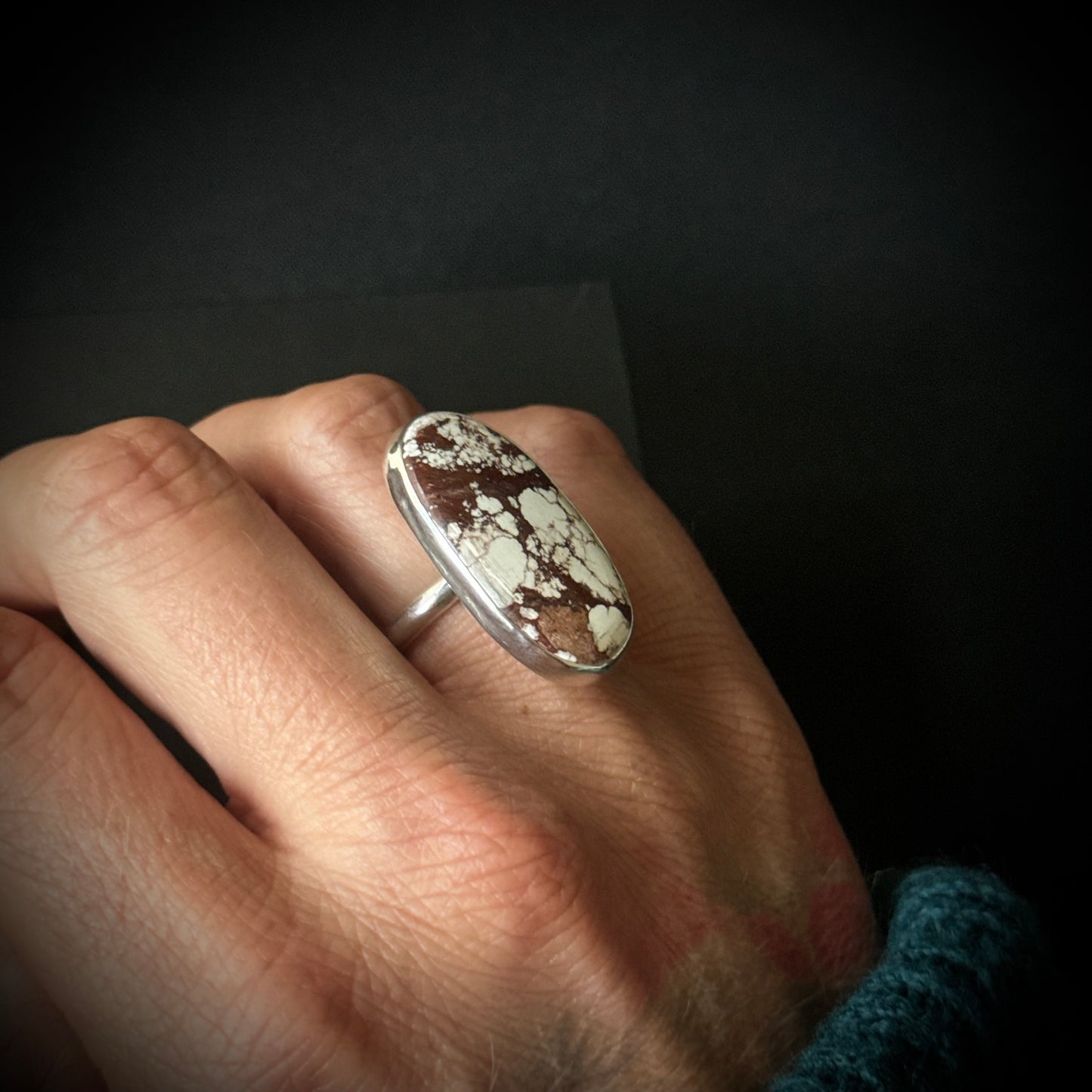 Wild Horse Magnesite Sterling Silver Ring - Size O
