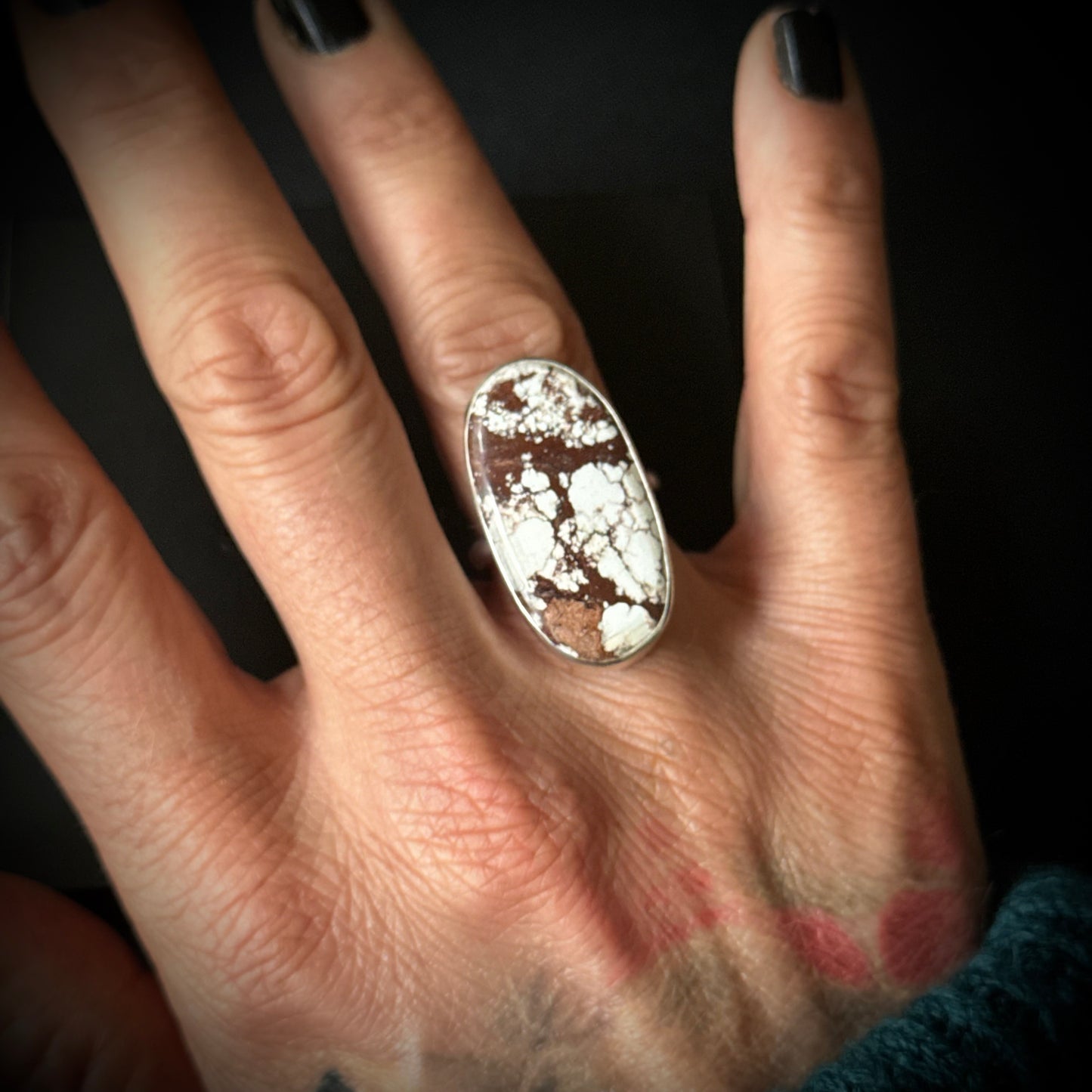 Wild Horse Magnesite Sterling Silver Ring - Size O