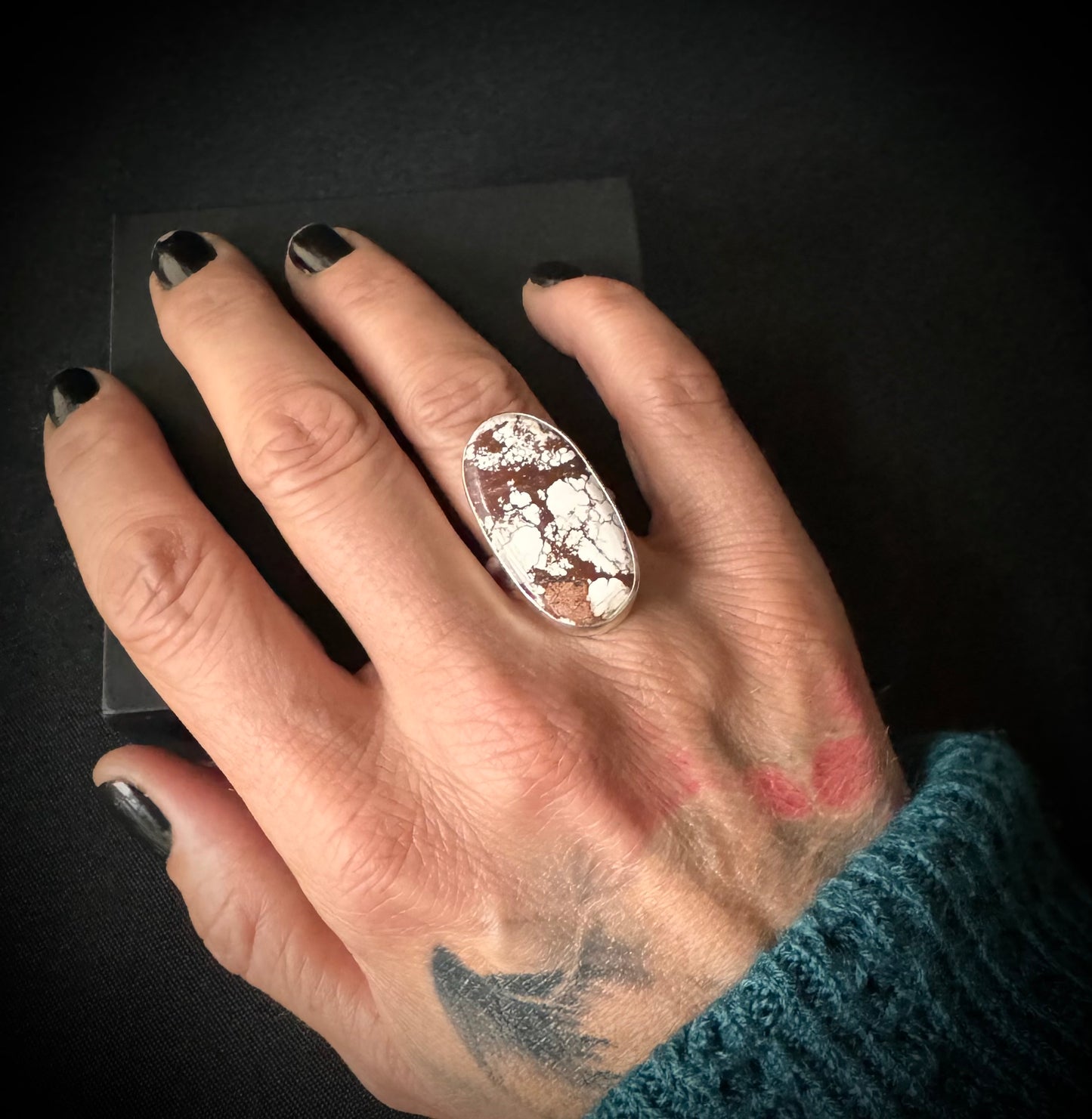 Wild Horse Magnesite Sterling Silver Ring - Size O