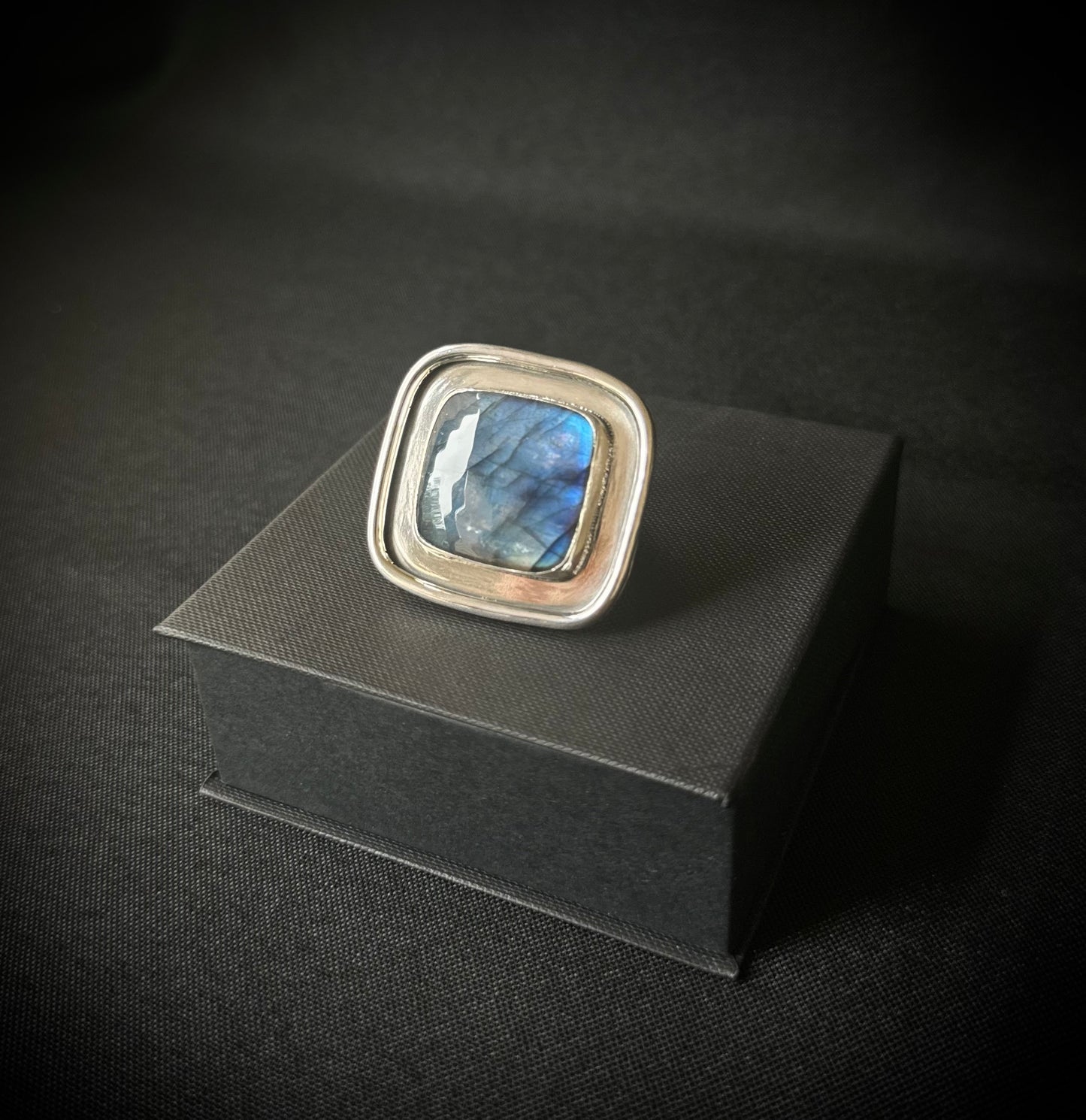 Square Labradorite Sterling Silver Ring - Size P