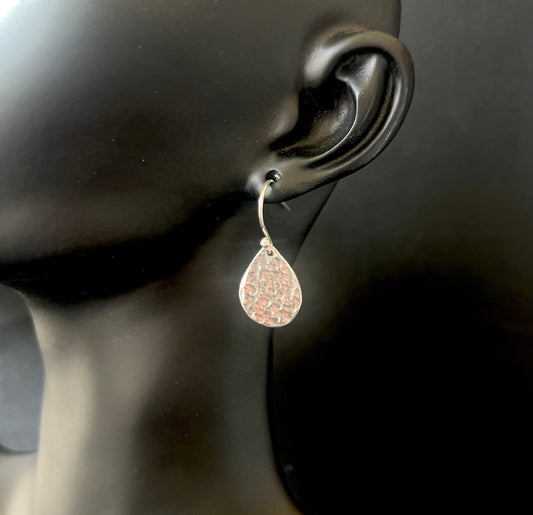 Sterling Silver Hammered Teardrop Earrings