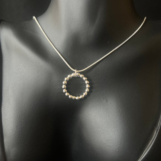 Sterling Silver Beaded Circle Necklace