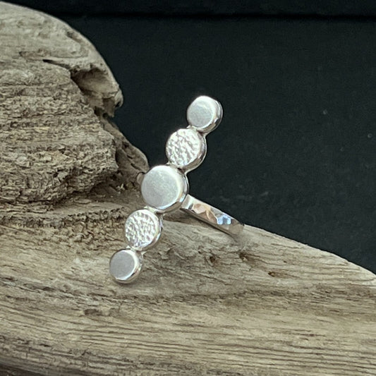 5 Pebble Sterling Silver Ring - Size N