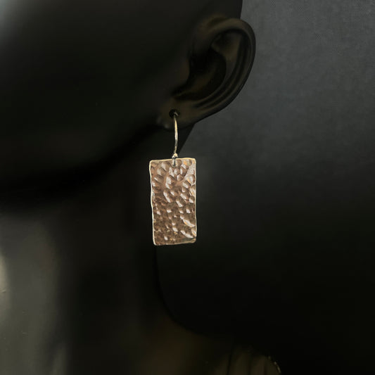 Sterling Silver Hammered Rectangle Earrings