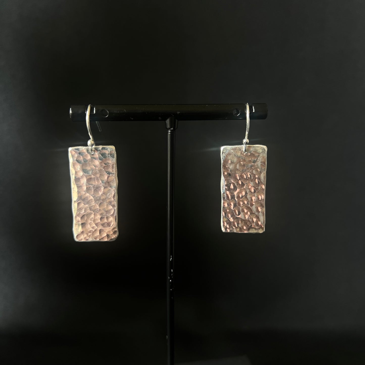 Sterling Silver Hammered Rectangle Earrings