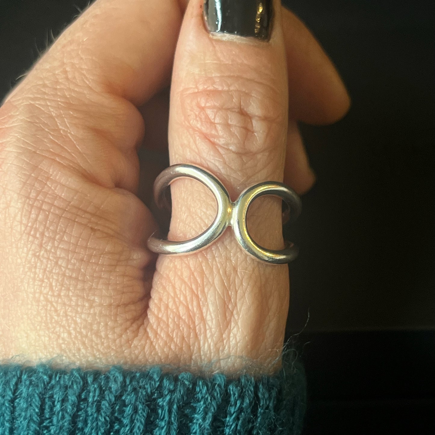 Chunky Sterling Silver Loop Ring - Size V