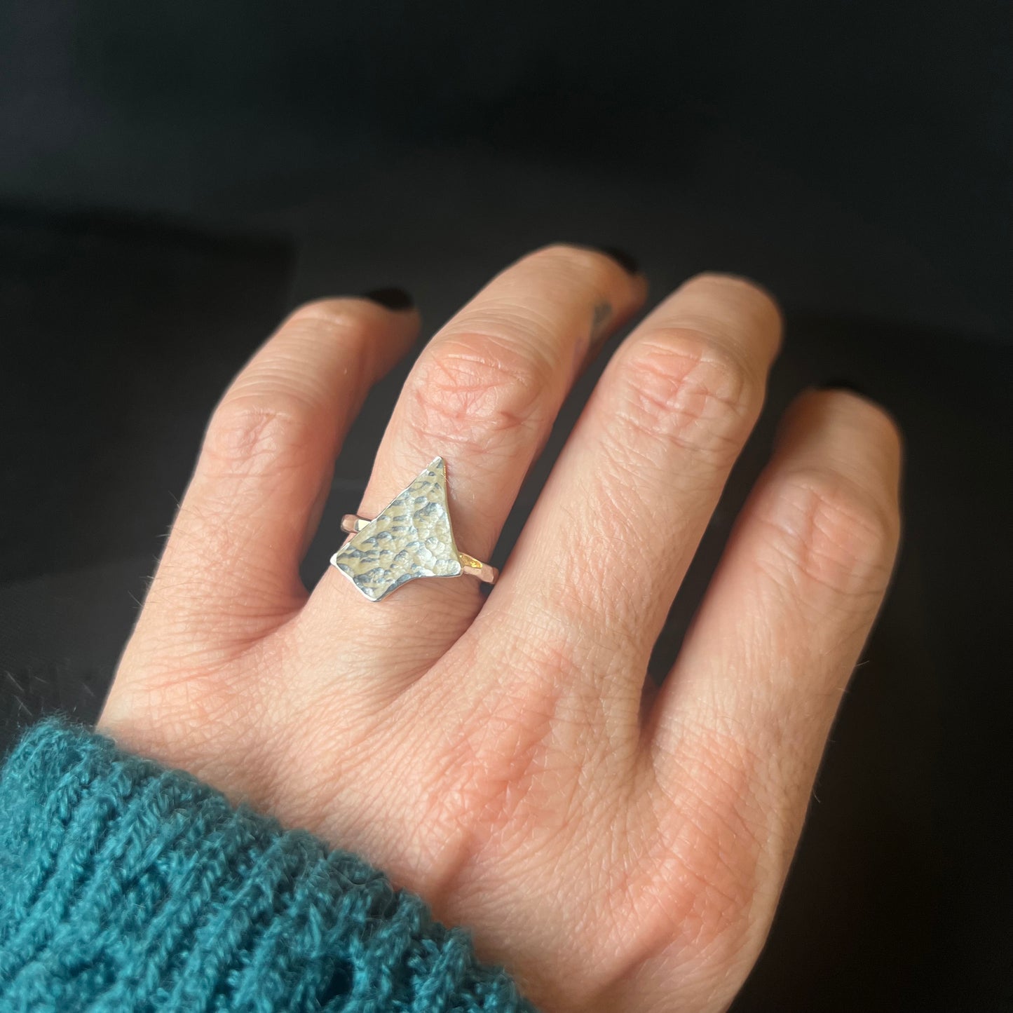 Hammered Sterling Silver Shard Ring - Size M