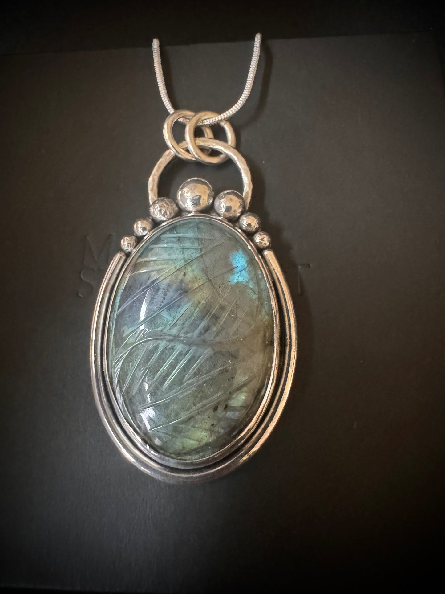 Carved Labradorite Sterling Silver Necklace