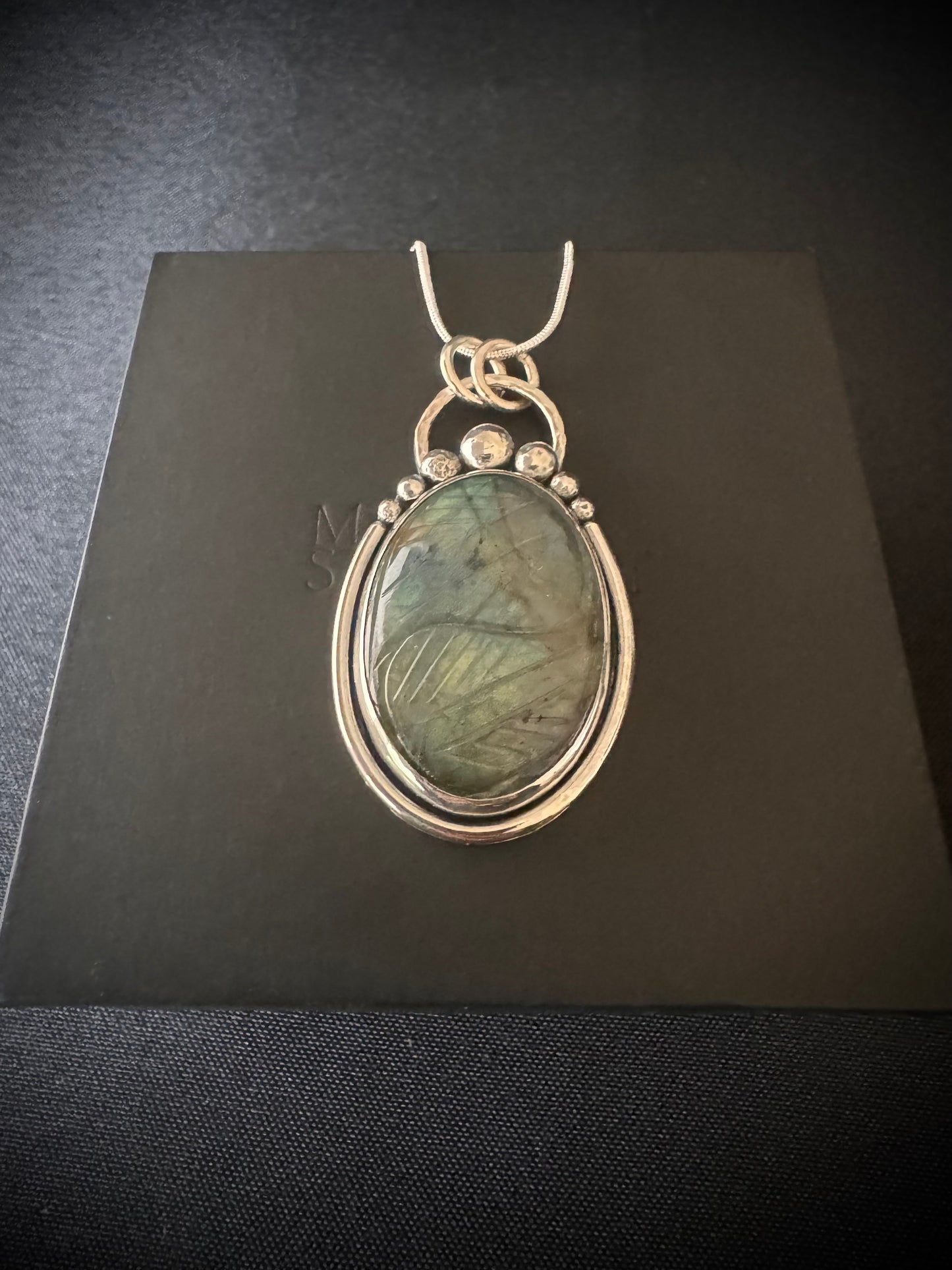 Carved Labradorite Sterling Silver Necklace