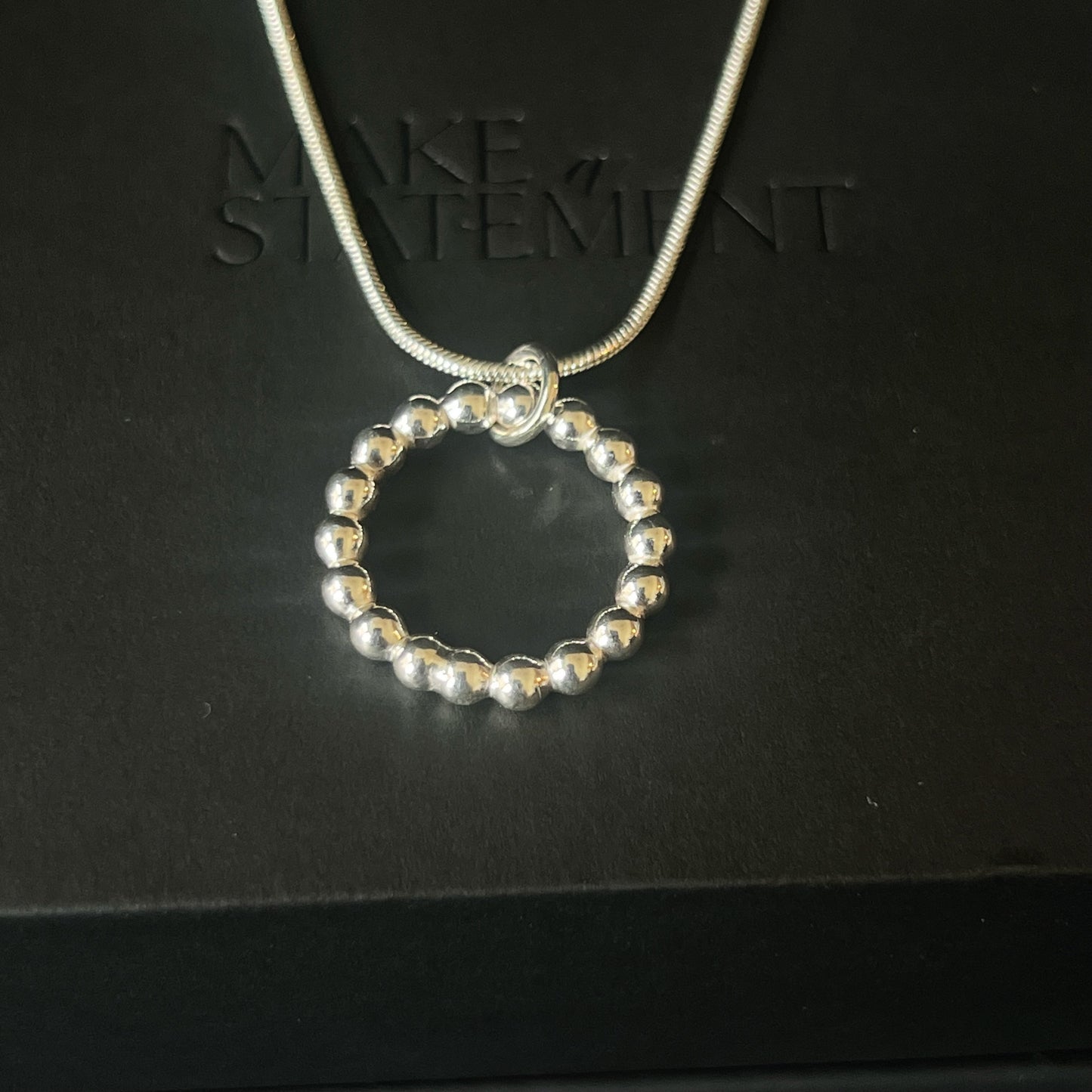 Sterling Silver Beaded Circle Necklace