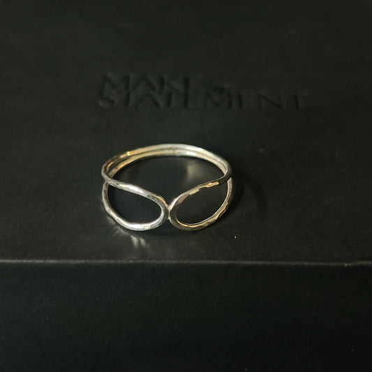 Skinny Hammered Sterling Silver Loop Ring - Size P 1/2