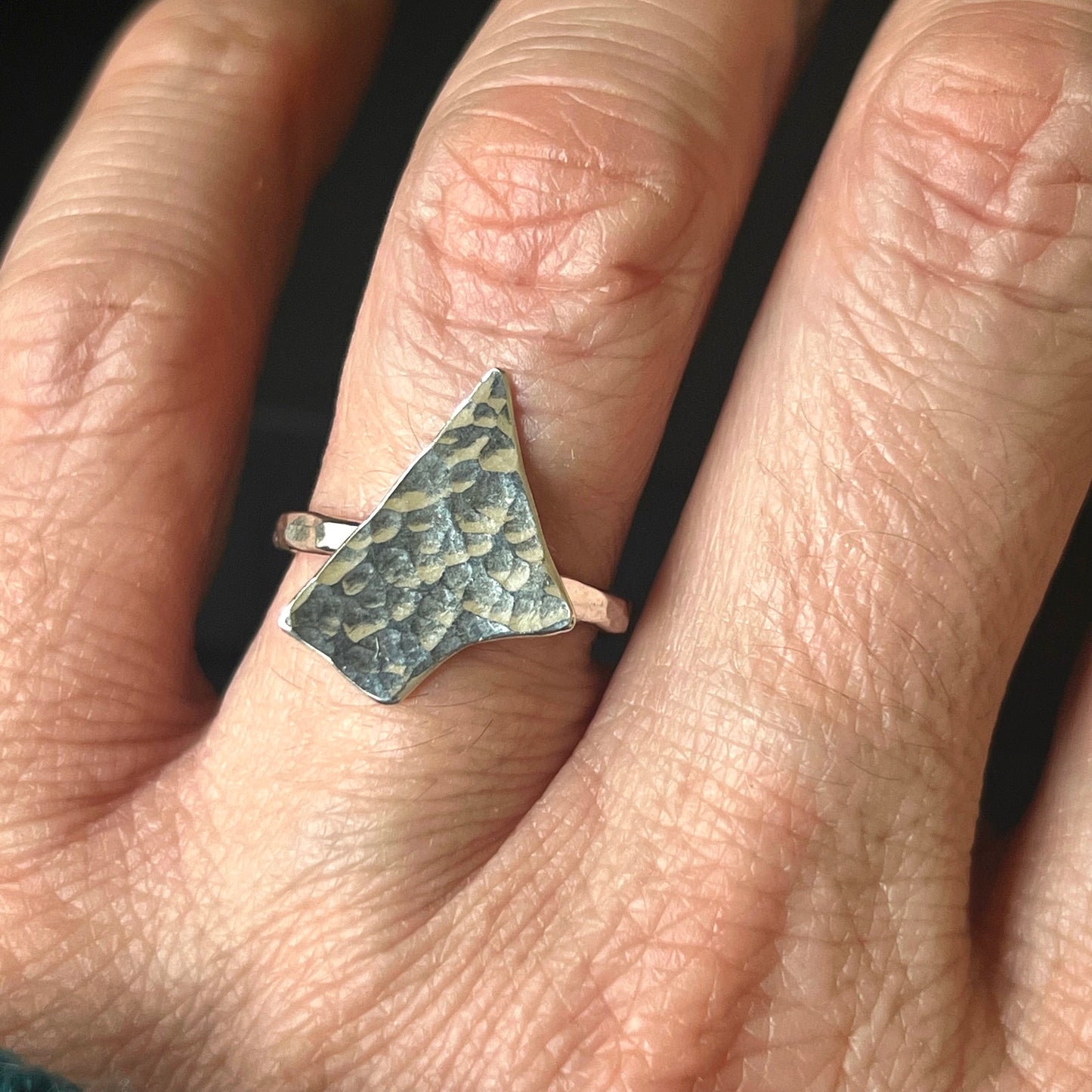 Hammered Sterling Silver Shard Ring - Size M