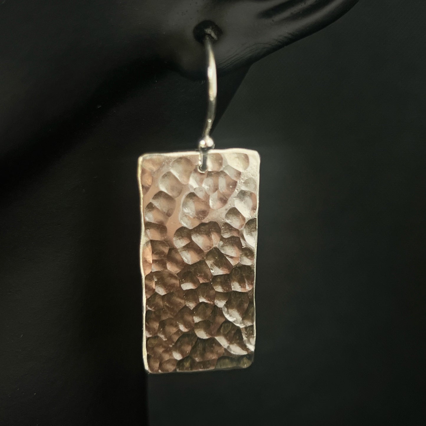 Sterling Silver Hammered Rectangle Earrings