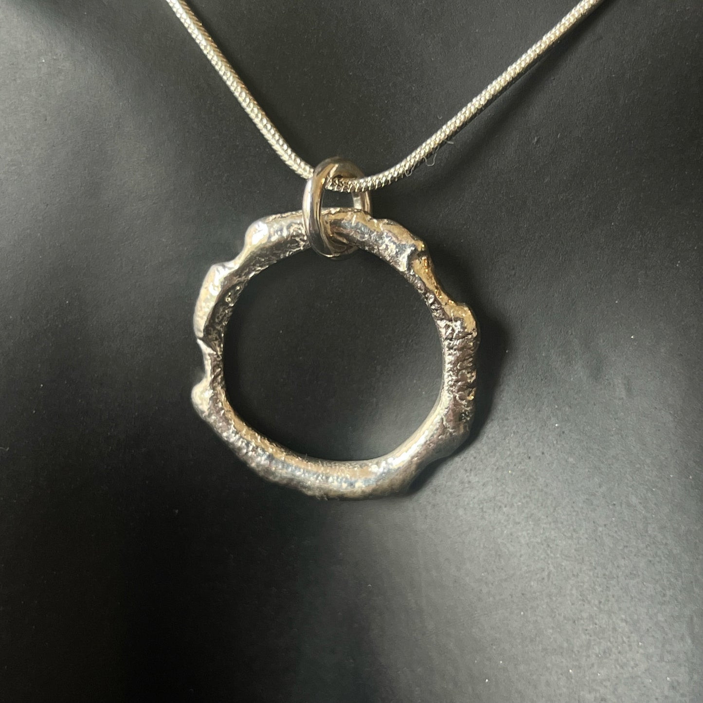 Sterling Silver Molten Circle Necklace