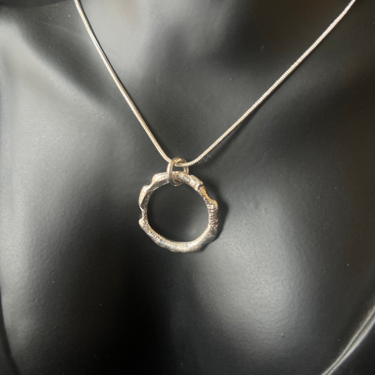 Sterling Silver Molten Circle Necklace