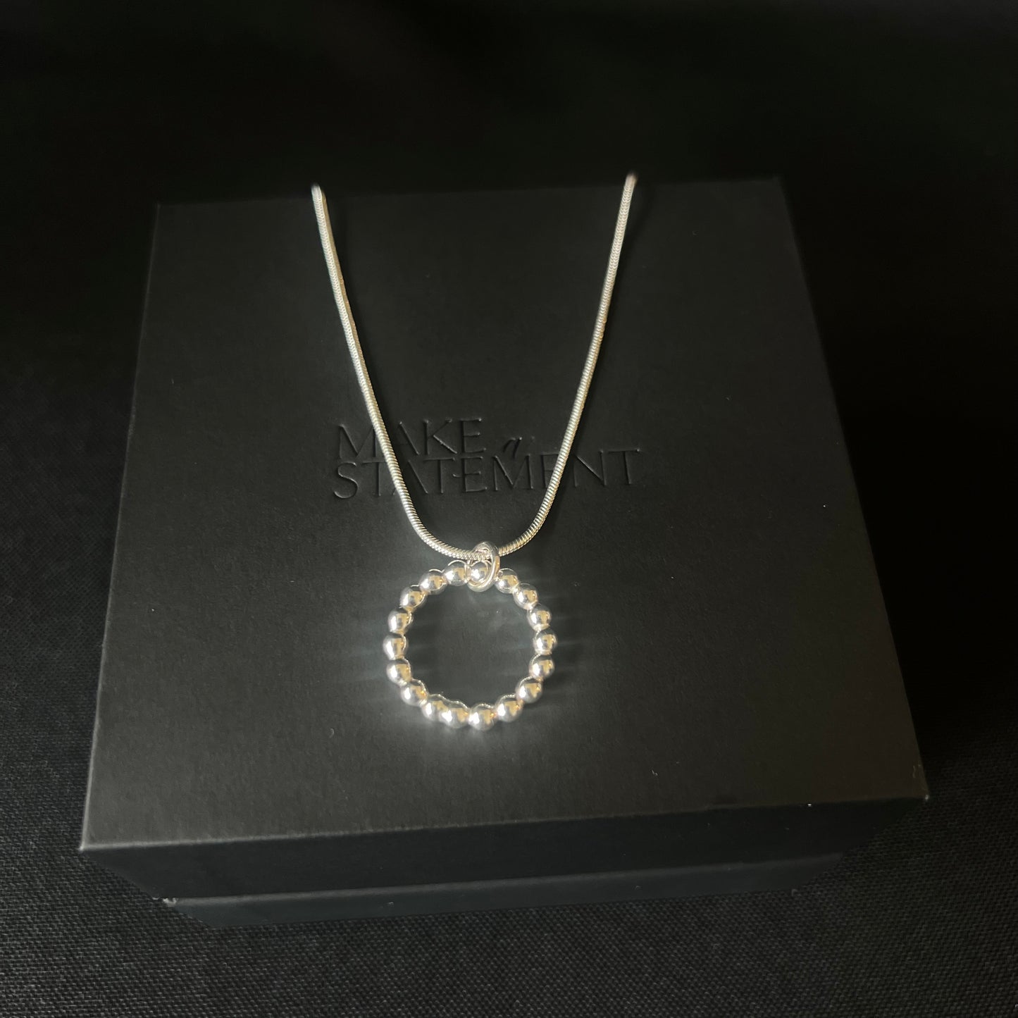 Sterling Silver Beaded Circle Necklace