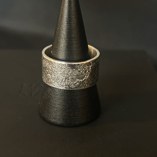 Fused Silver Dust Ring - Size R