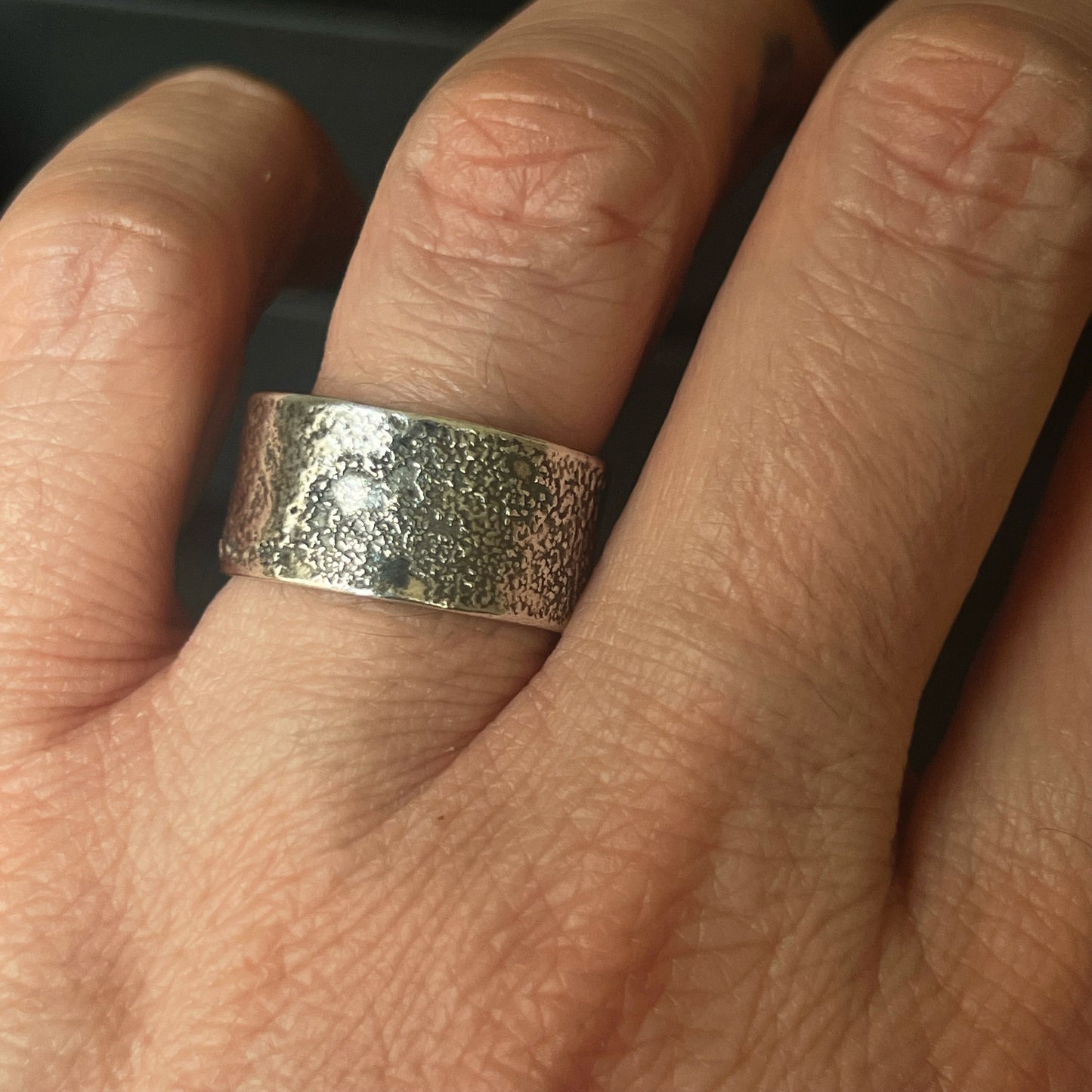 Fused Silver Dust Ring - Size R