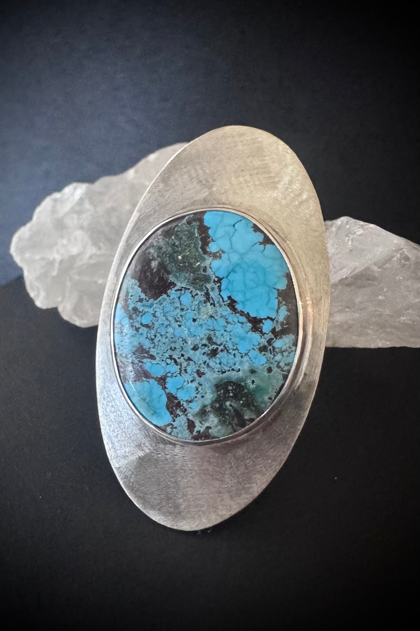 Hubei Turquoise Sterling Silver Ring - Size R