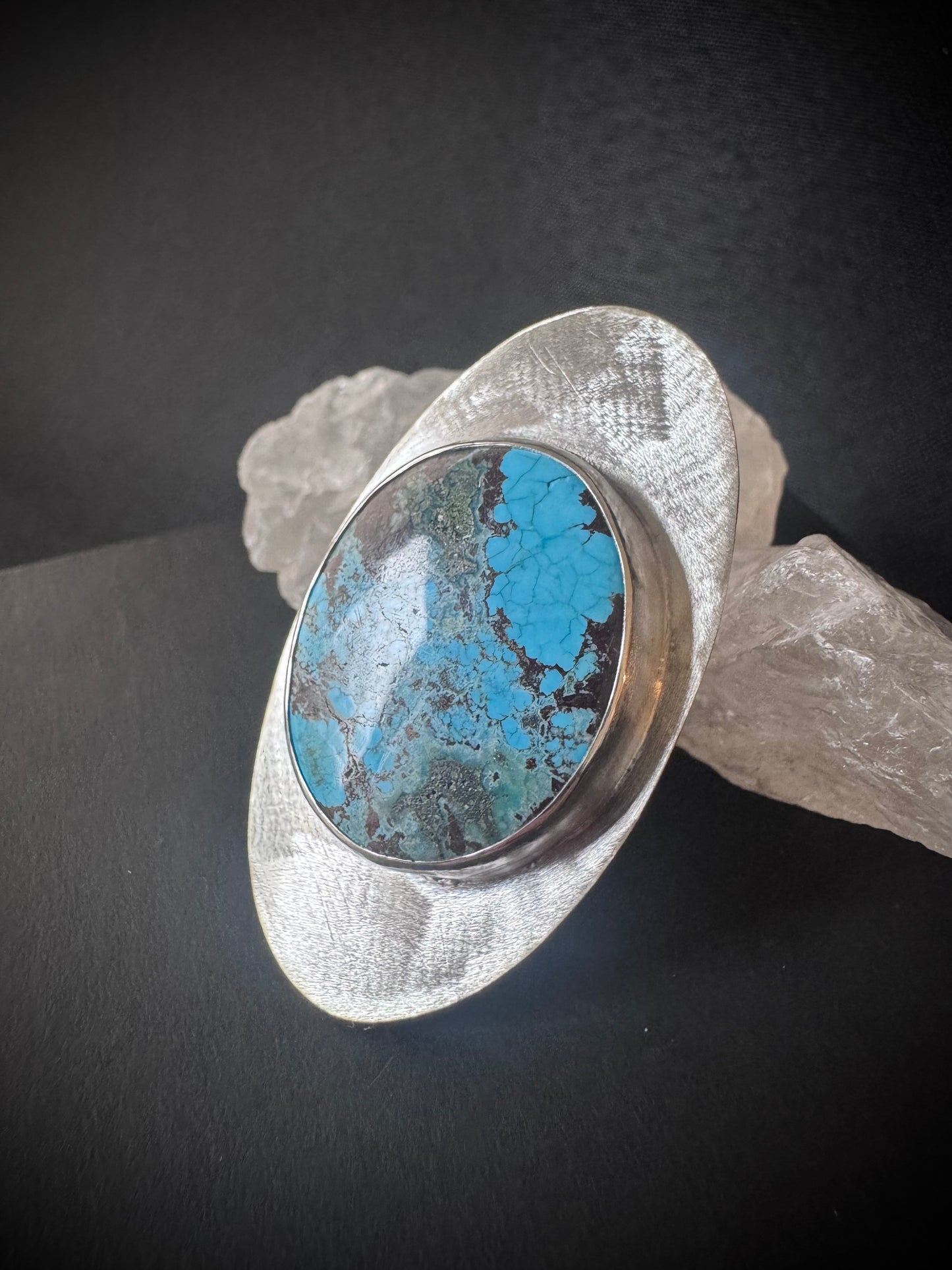 Hubei Turquoise Sterling Silver Ring - Size R