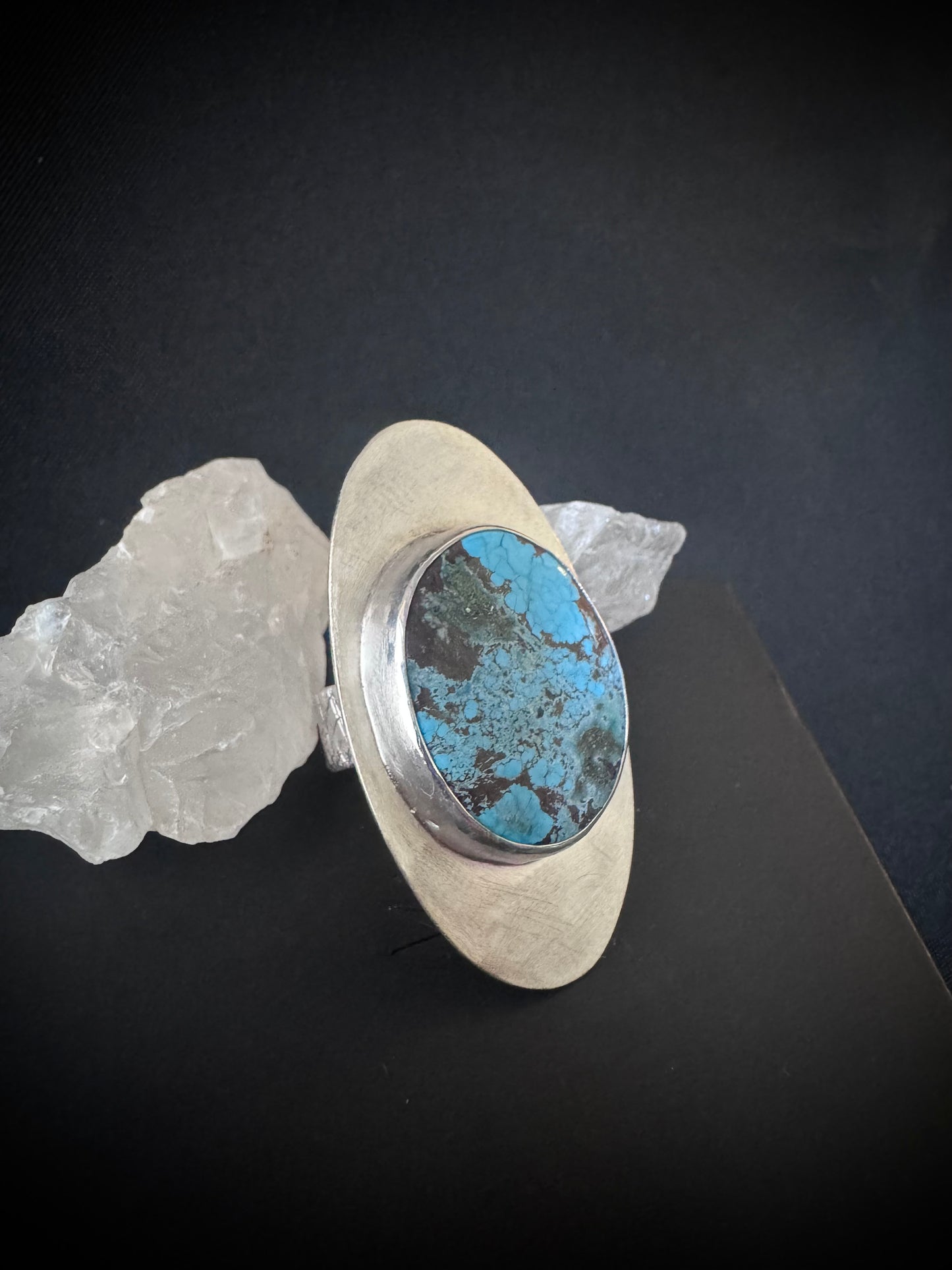 Hubei Turquoise Sterling Silver Ring - Size R