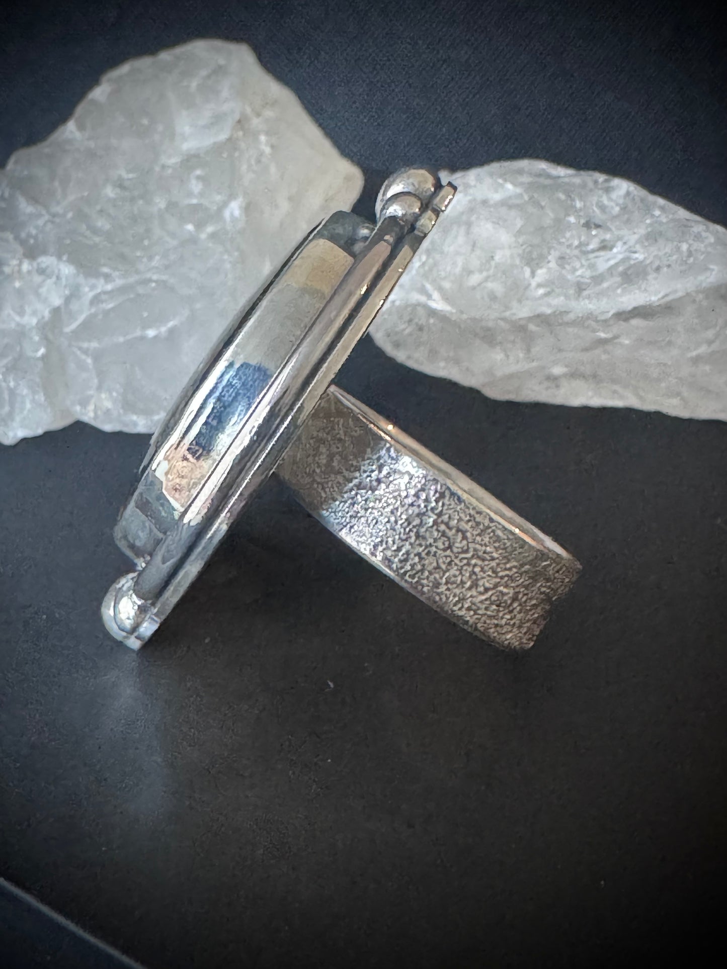 Round Labradorite Sterling Silver Ring - Size P 1/2