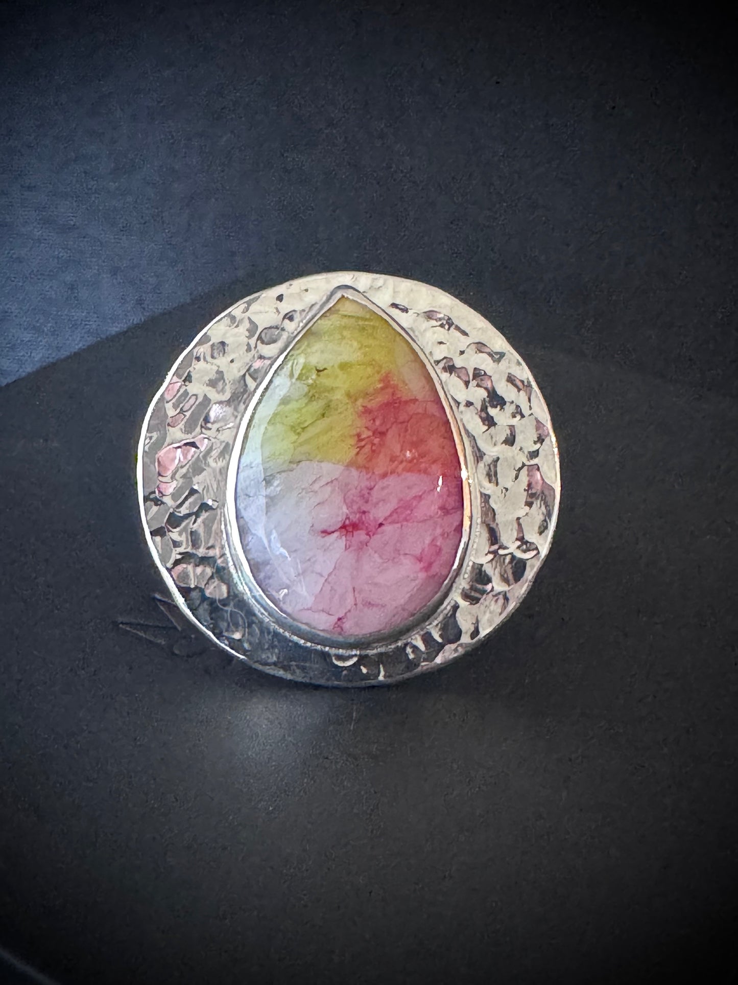 Rainbow Solar Quartz Sterling Silver Ring - Size P