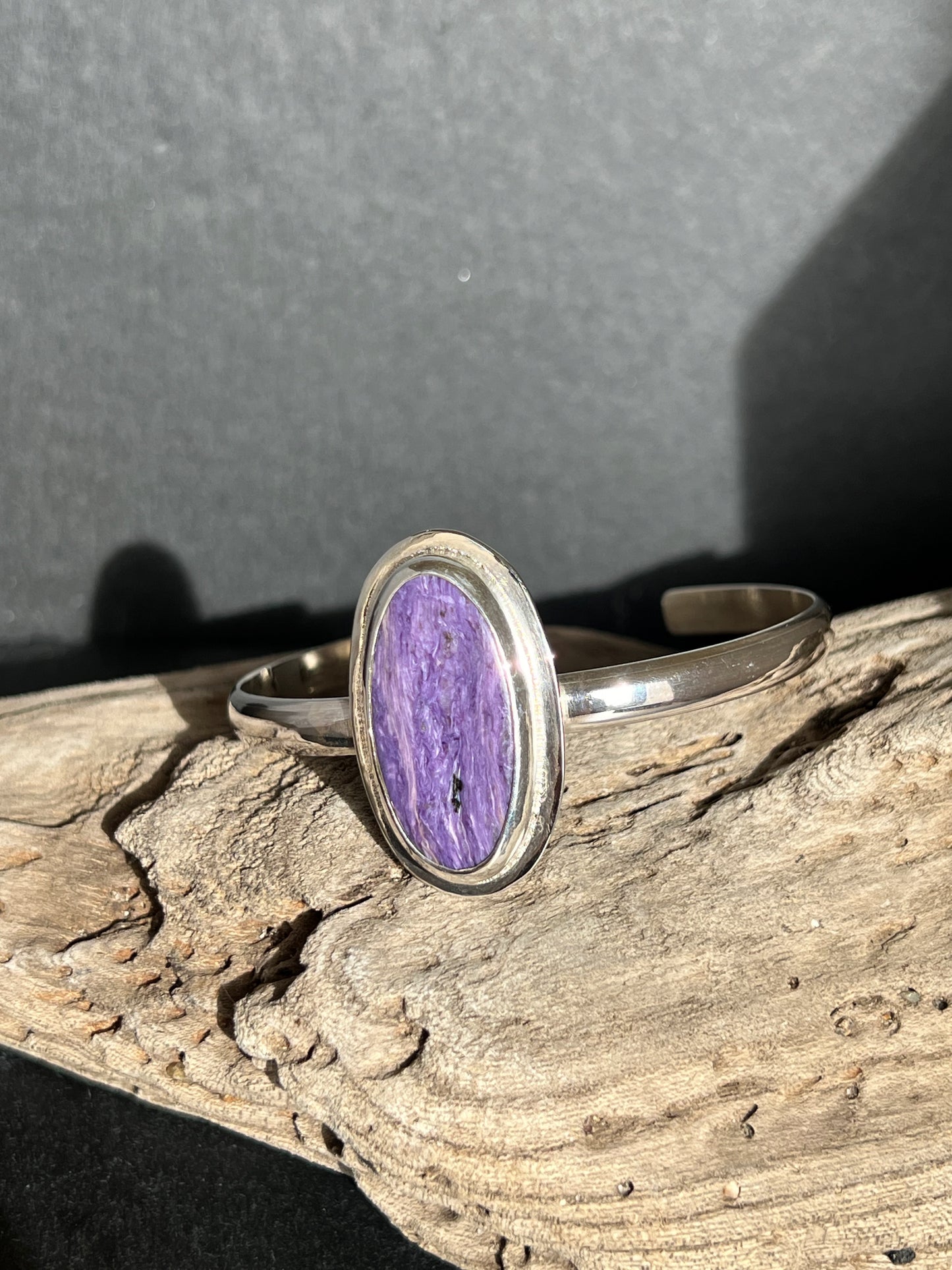 Charoite Sterling Silver Cuff - Size Extra Large