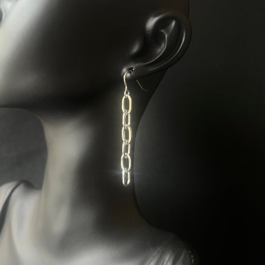 Sterling Silver Paperclip Chain Drop Earrings