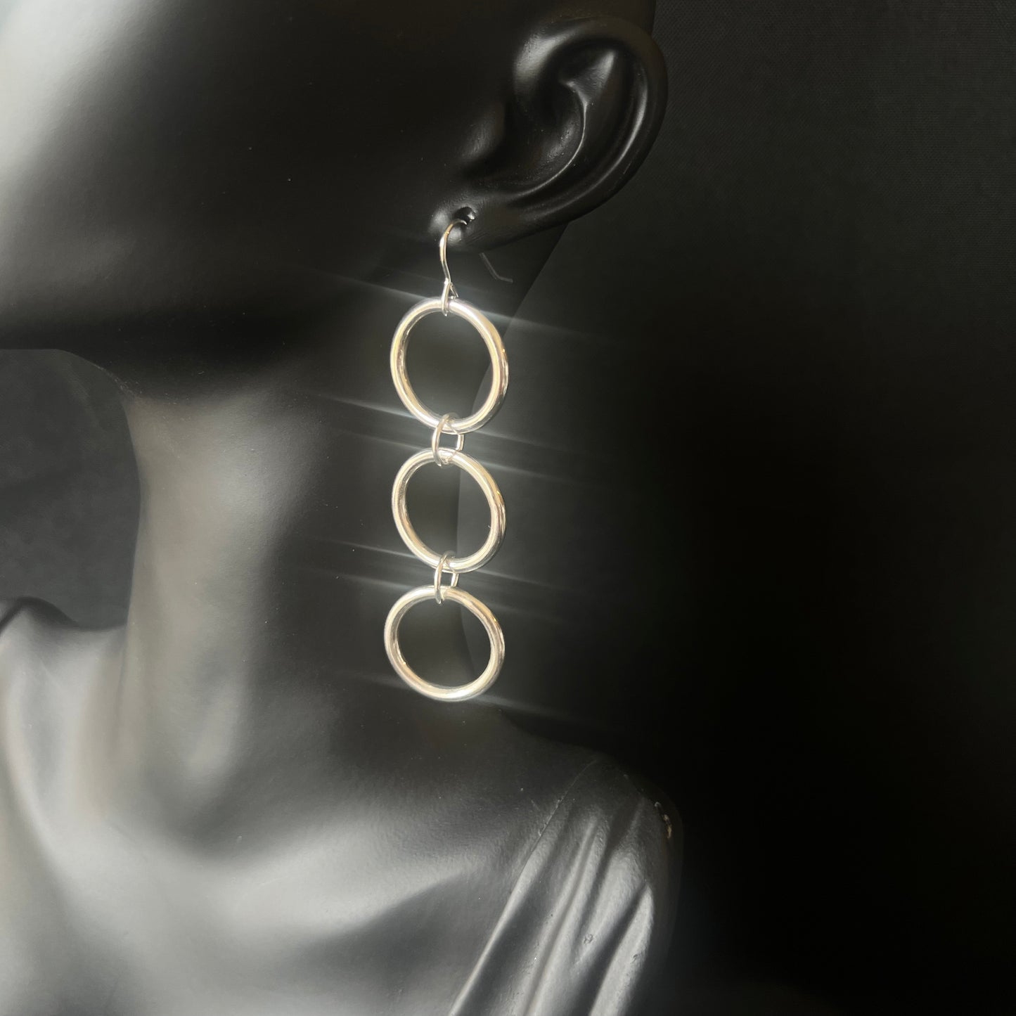 Chunky Sterling Silver Circle Drop Earrings